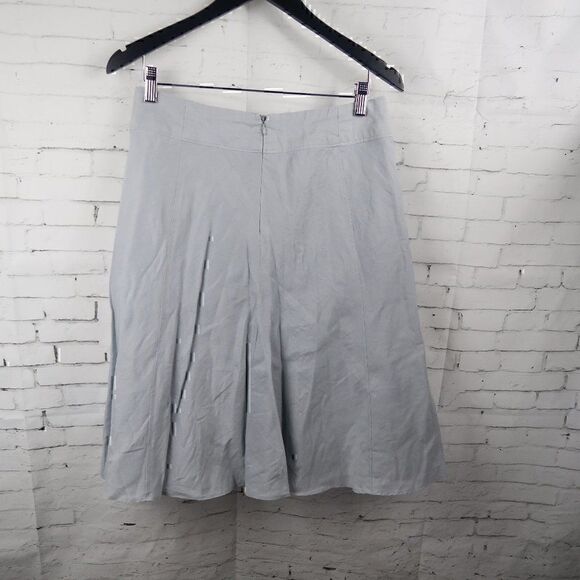 ALLISON TAYLOR LIGHT GREY A LINE LINEN MIDI SKIRT SIZE 8 - Picture 5 of 6